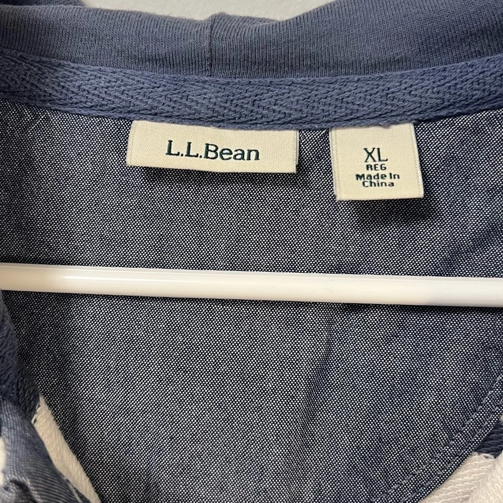 L.L. Bean Navy and Cream Hooded Striped Sweatshirt - Picture 3 of 6
